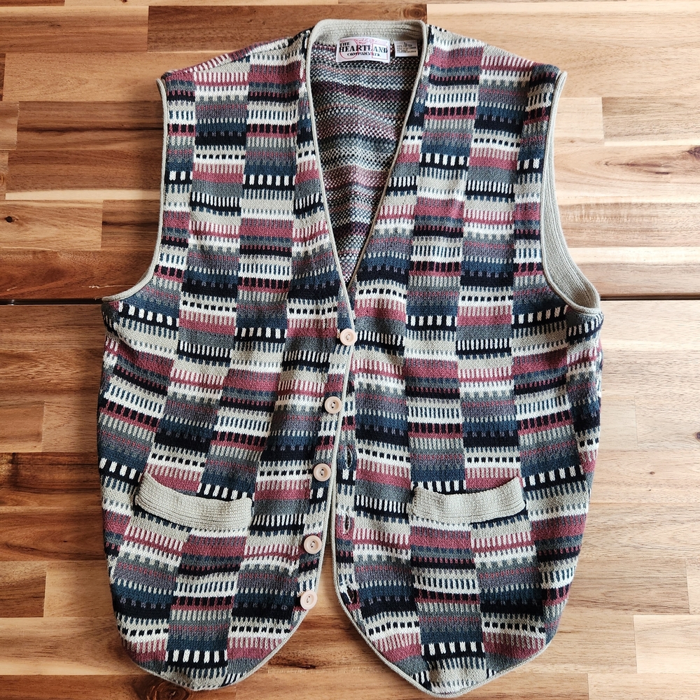 Vintage 100% Cotton Patterned Women's Vest The Heartland Company LTD. Size L
